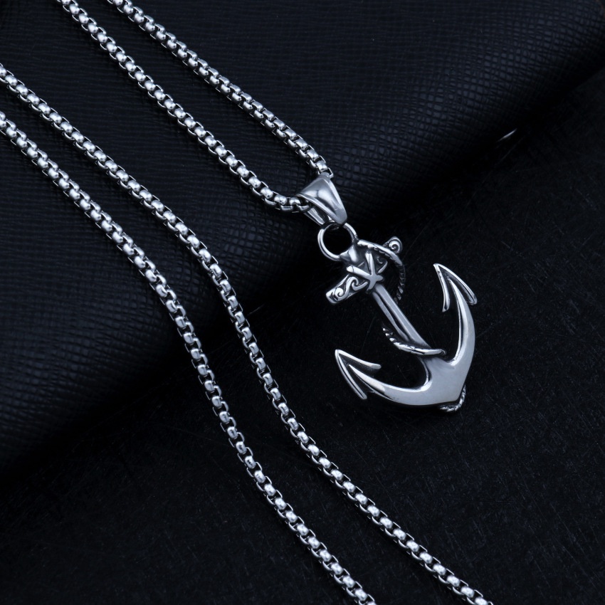 Vòng cổ hình mỏ neo bằng thép không gỉ phong cách retro thời trang cho nam