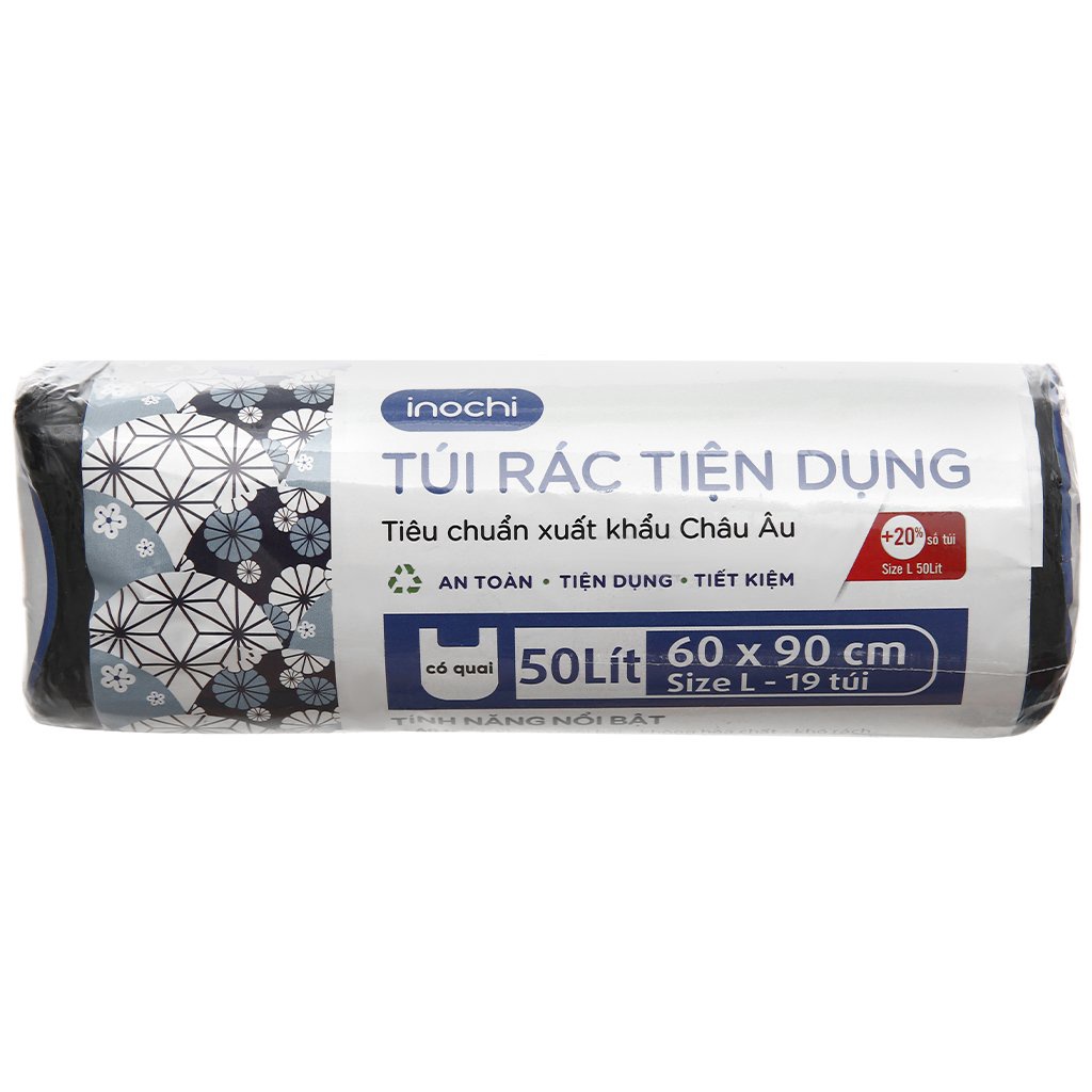 [VIP] [Inochi] Túi rác tiện dụng SOJI 50L x 19 túi (Size L)