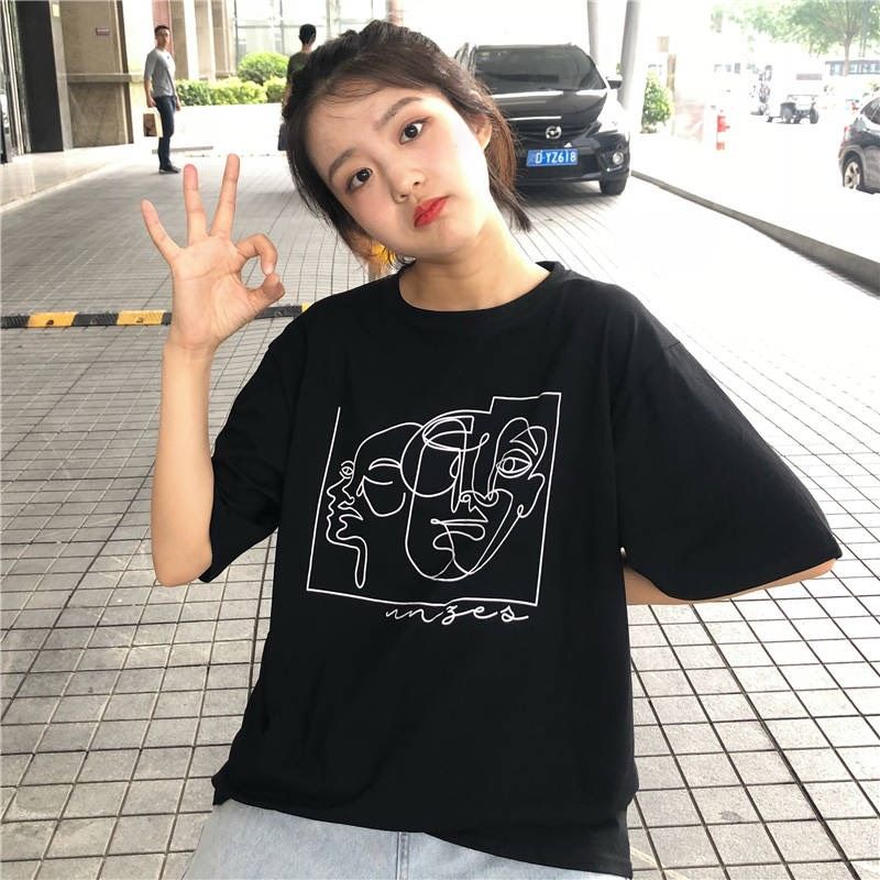 Áo thun tay lỡ unisex 2 gương mặt