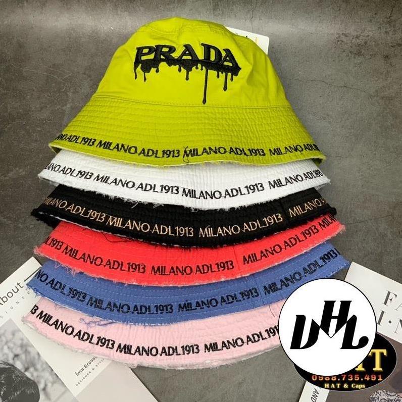 Mũ Bucket Thêu Chữ PraD MLN Phối Tua Rua Form Cụp Thời Trang Cao Cấp Xịn Nam Nữ