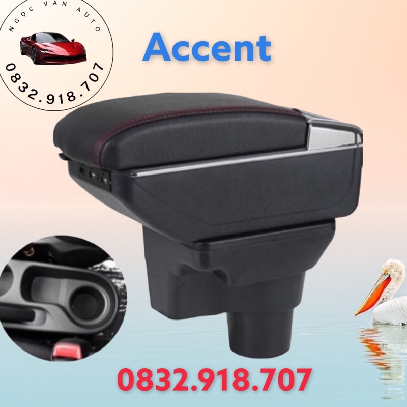 Hộp Tỳ Tay Xe Hyundai Accent 2018-2019 2020 màu đen có cổng USB lắp đặt dễ dàng