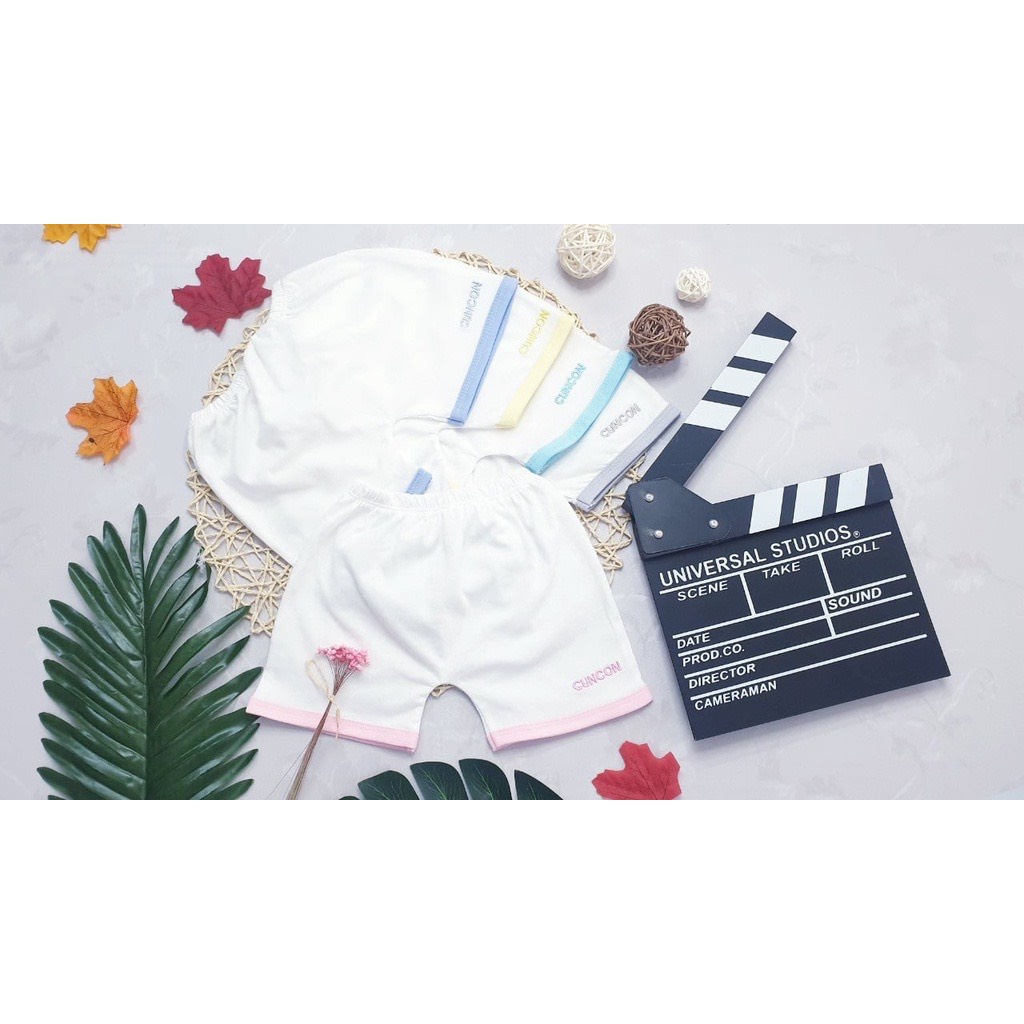 Quần ngắn sơ sinh cotton viền màu thương hiệu Cún Con