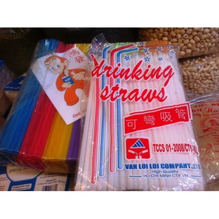 sỉ 50 bịch ống hút nước mía ( trắng có gập lò xo)