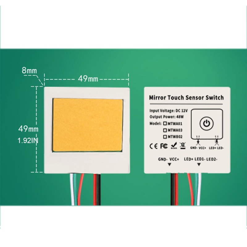 Mô Đun Cảm Ứng Điều Khiển Đèn LED 12V5A Cho Gương Phòng Tắm
