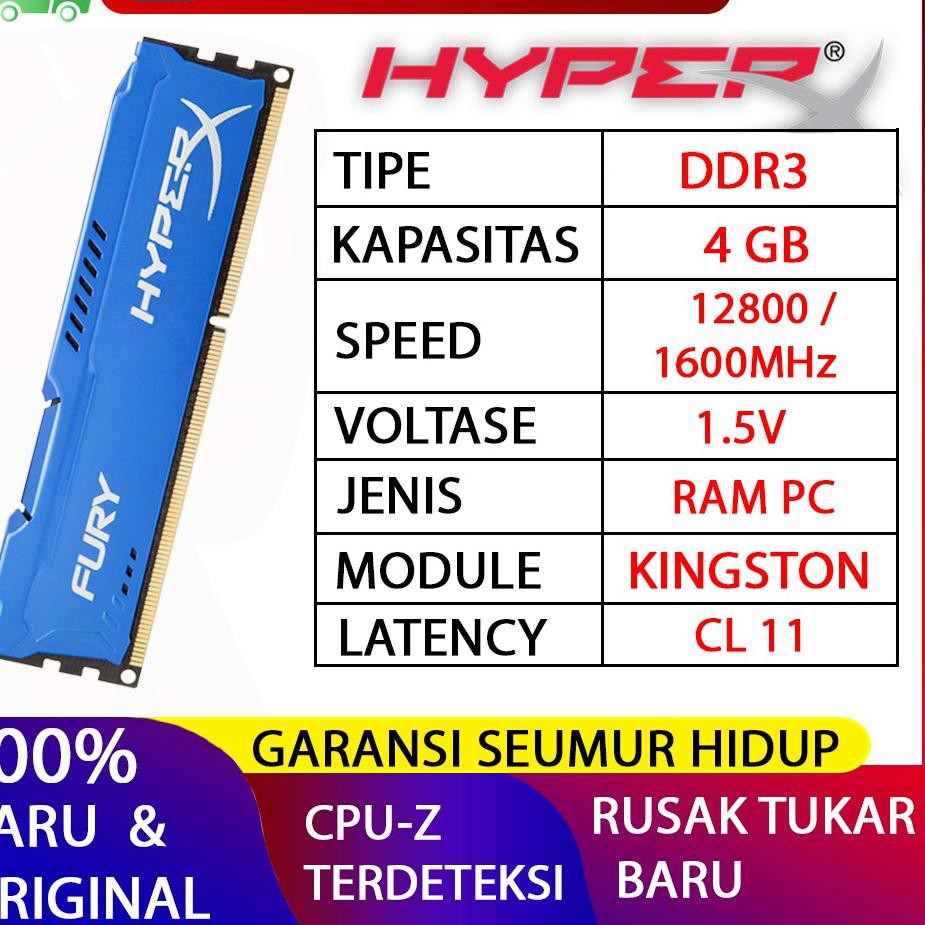 Ram Kingston Hyperx Fury Gaming Ddr3 4gb 1600mhz Ddr3 4gb