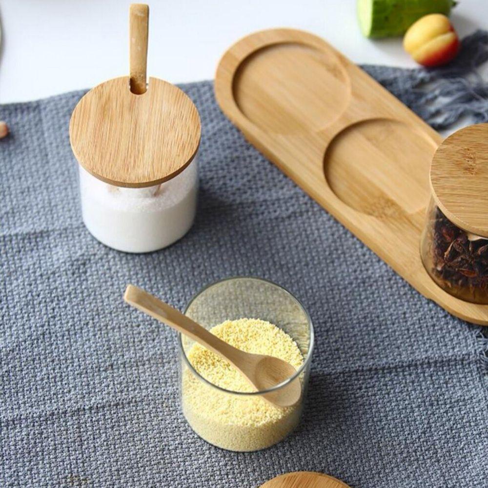 Bộ 3 Hũ Đựng Gia Vị Kèm Muỗng Gỗ Tiện Dụng Cho Nhà Bếp
