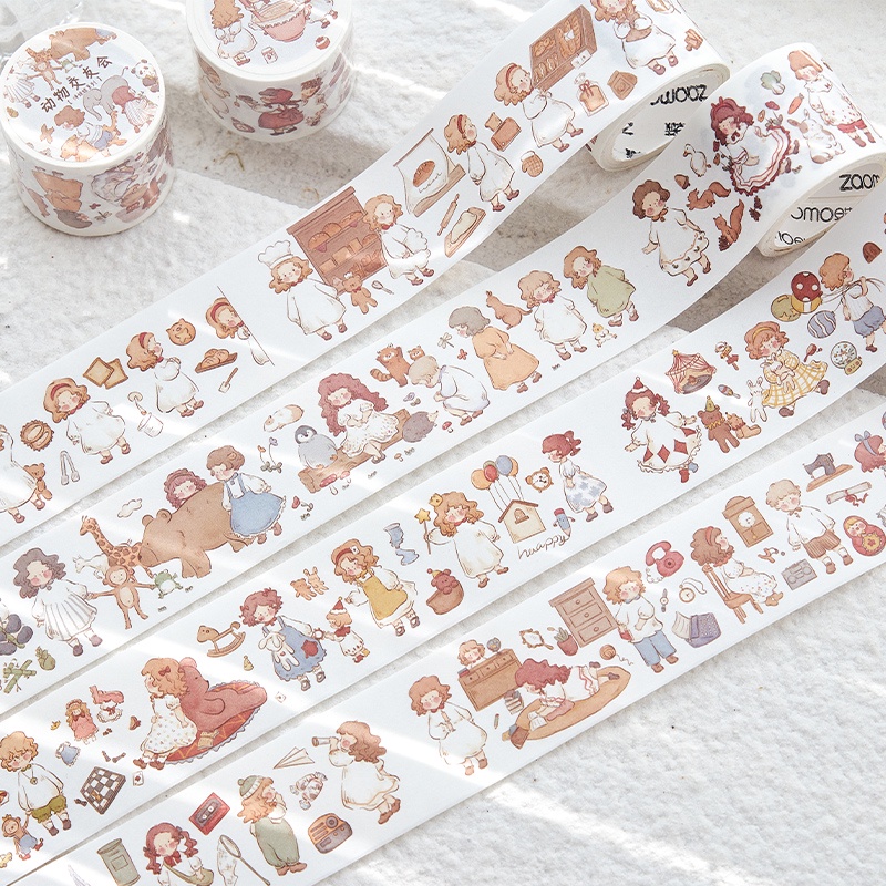 Cuộn Băng Washi 35mm*3m Họa Tiết Cô Gái Kawaii Dễ Thương Dán Trang Trí Sổ Tay DIY