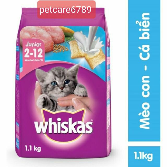 Thức ăn mèo con whiskas hạt mền có nhân trứng