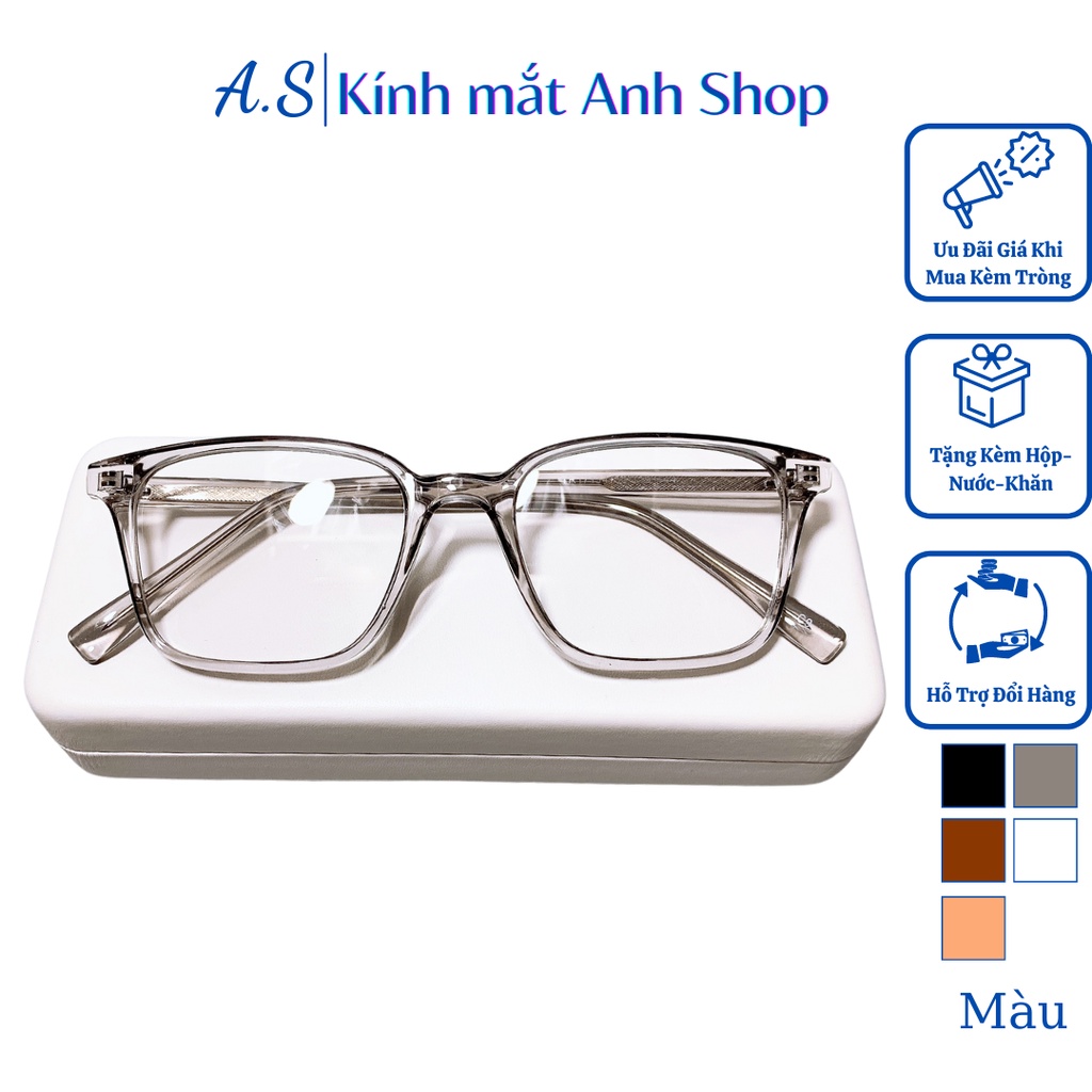Gọng kính cận vuông nam nữ chất liệu nhựa dẻo lõi kim loại bền đẹp 17134A