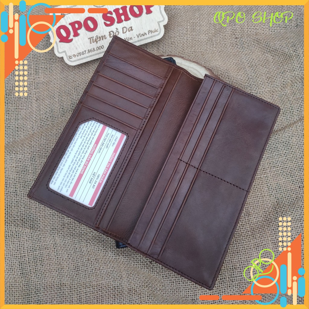 Ví Dài Nam/ Nữ Cầm Tay Cao Cấp Da Bò Nguyên Tấm 100% Bảo Hành Da 12 Tháng
