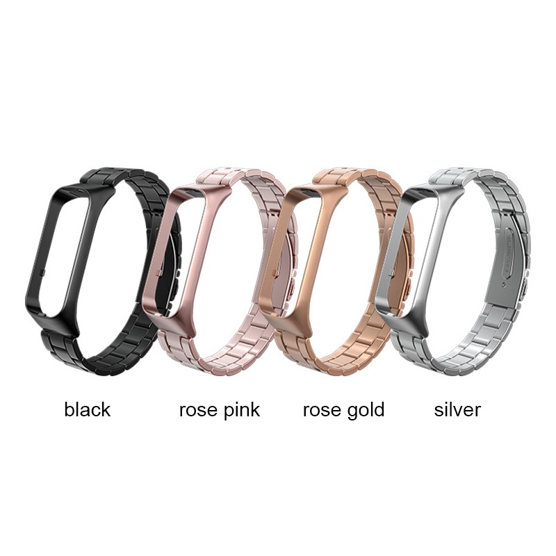 Dây Đeo Tay Ba Hạt Bằng Thép Không Gỉ Màu Đen / Bạc Cho Samsung Galaxy Fit 2 2 R220