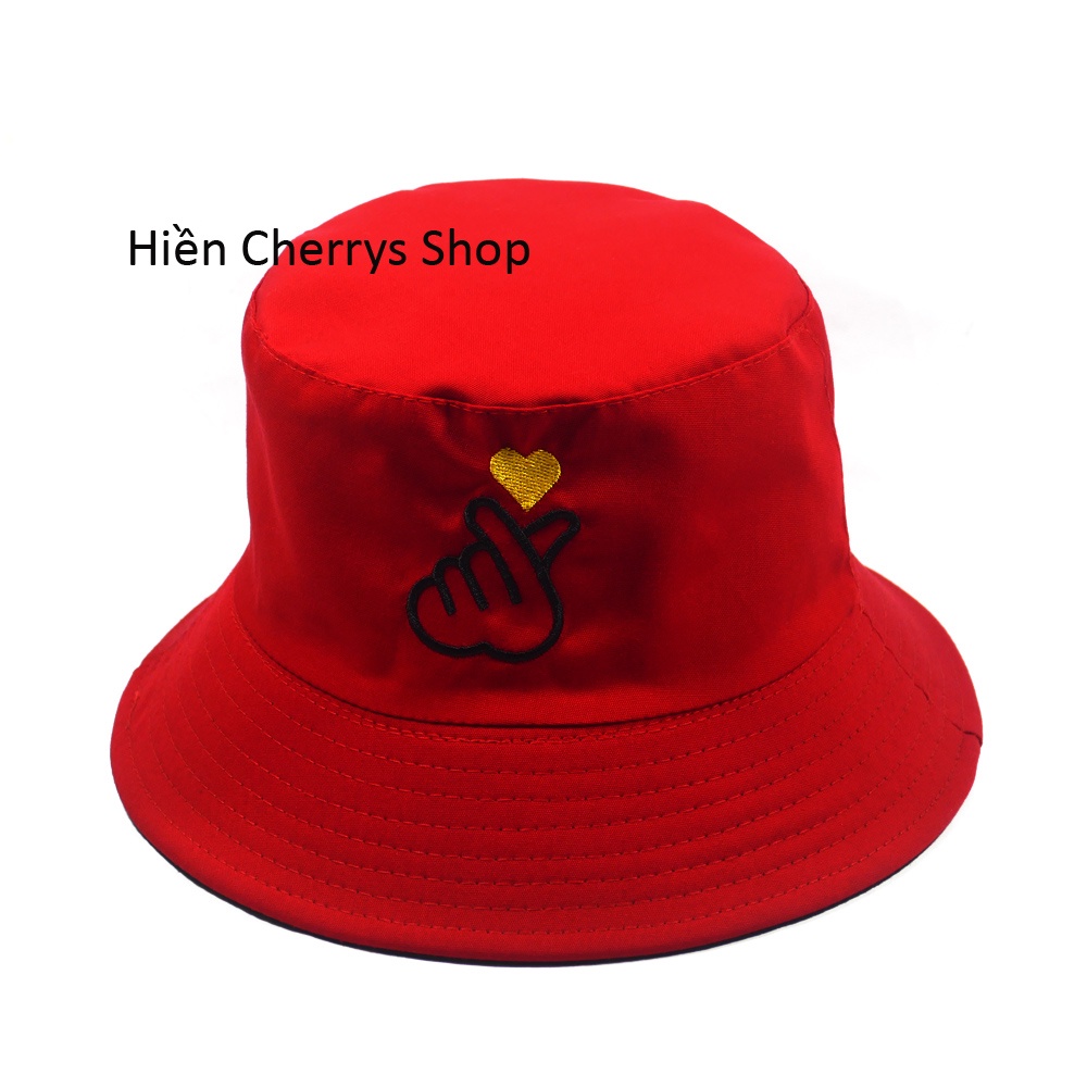 Nón bucket 2 mặt thêu hình bắn tim sành điệu thích hợp cho mọi người