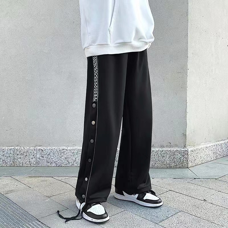 Quần ống suông Nam Họa Tiết Sọc Trắng Đen Thời Trang Cho phong cách Hàn Quốc bigsize quần tây nam fashion unisex Quần ống rộng cài cúc bên hông