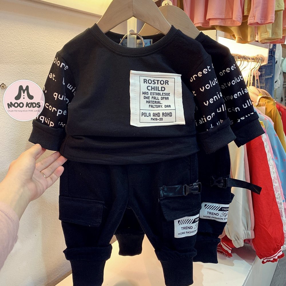 Set nỉ da cá đen in chữ