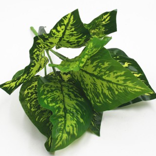 Cây giả lá lốt lá tía decor để bàn – chậu cây giả trang trí không cần chăm