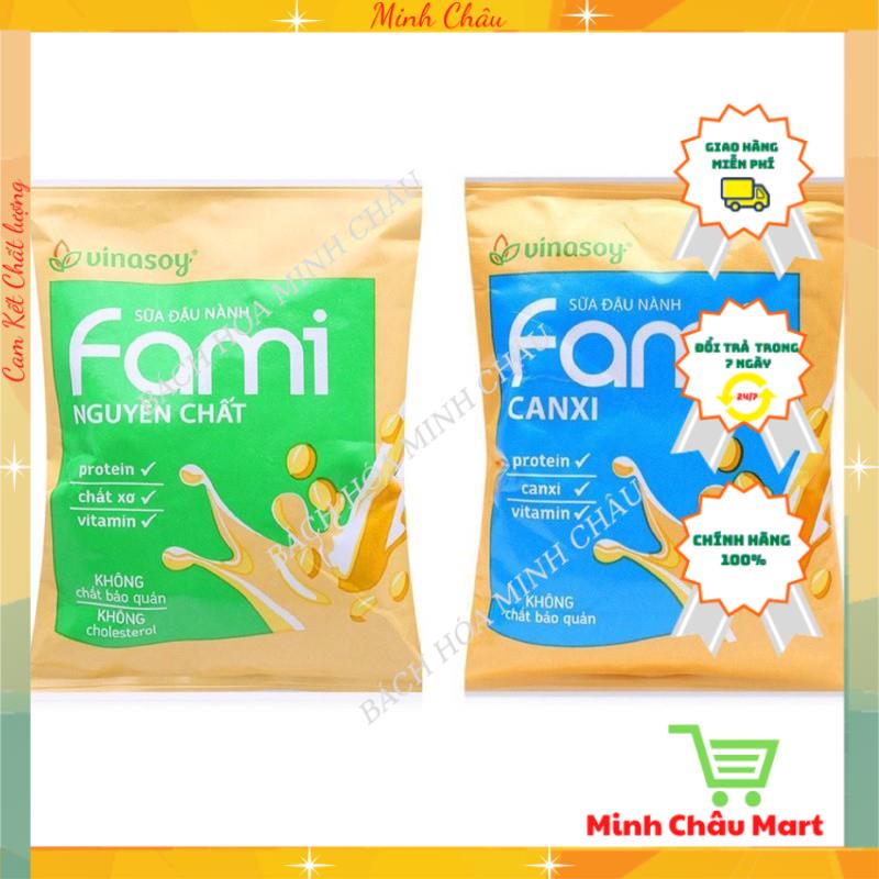 Sữa Đậu Nành Fami Nguyên Chất/ Canxi Vinasoy 200ml Dạng Bịch