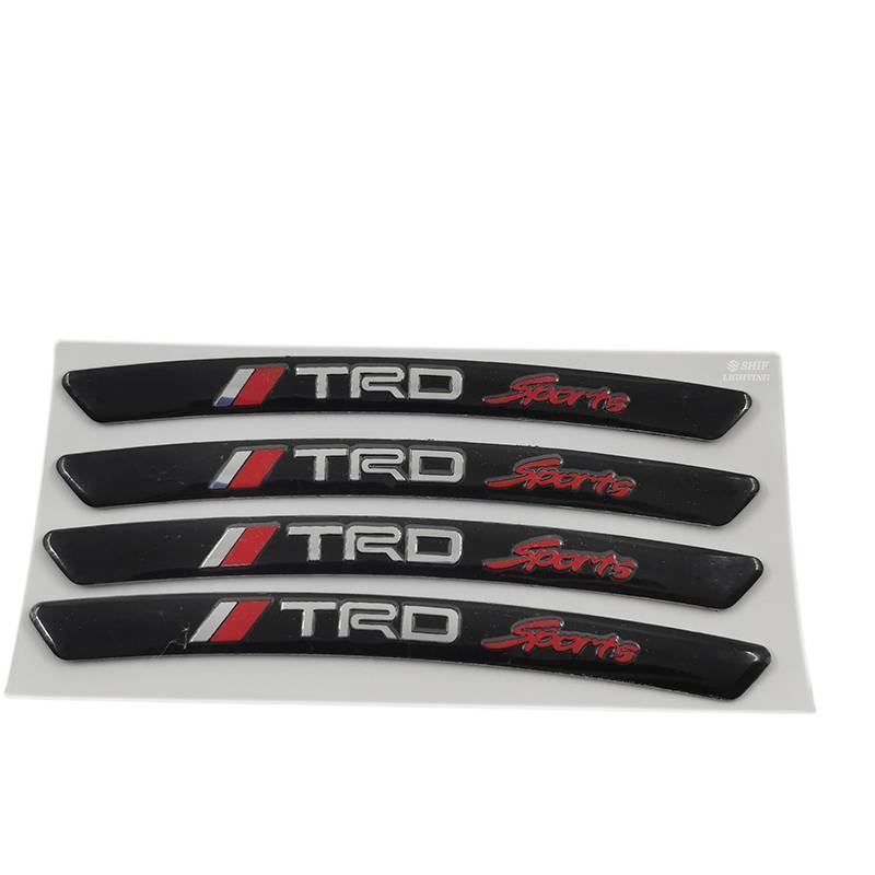 Set 4 miếng dán trang trí bánh xe ô tô hình logo thể thao TOYOTA TRD