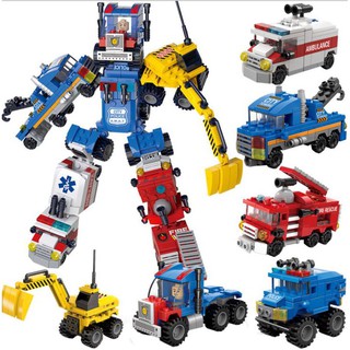 Xếp hình Lego Autoboot 6 loại xe ô tô ghép lại thành người máy chiến đấu