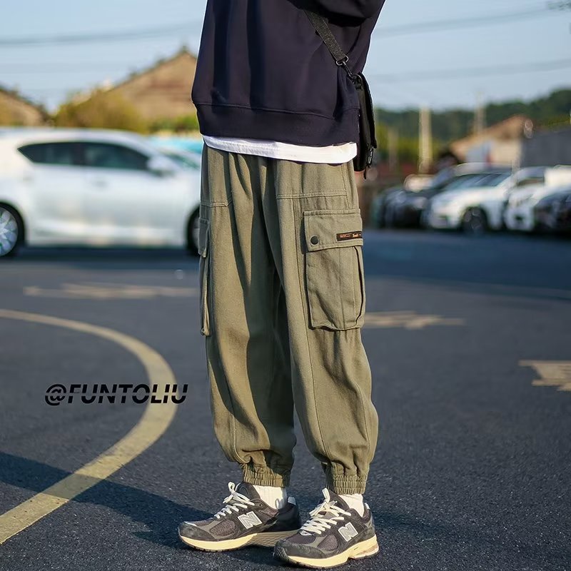 Quần Dài Dáng Suông Rộng Nhiều Túi Chống Mòn Thời Trang Nhật Bản Cho Nam