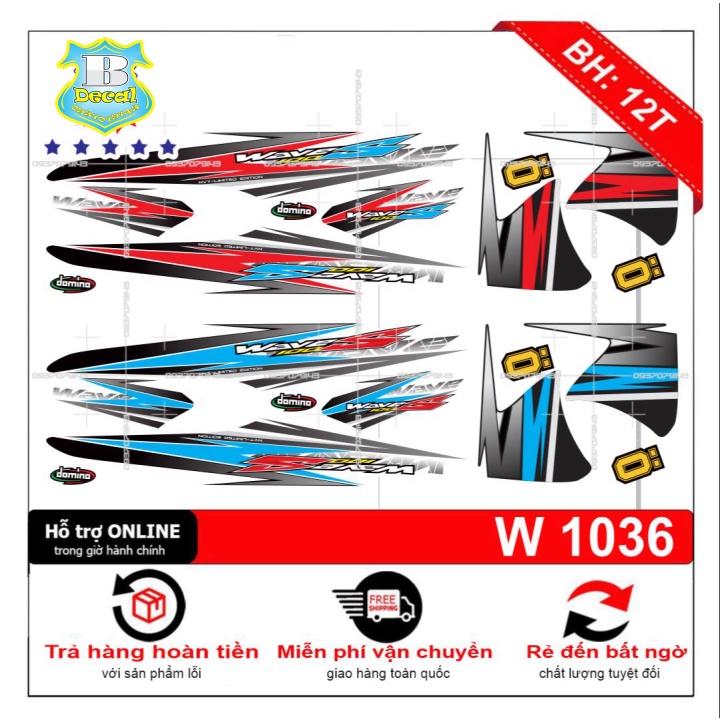 ( Quí khách vui lòng mang ra tiệm cho thợ dán ) Tem wave S 2016 trắng