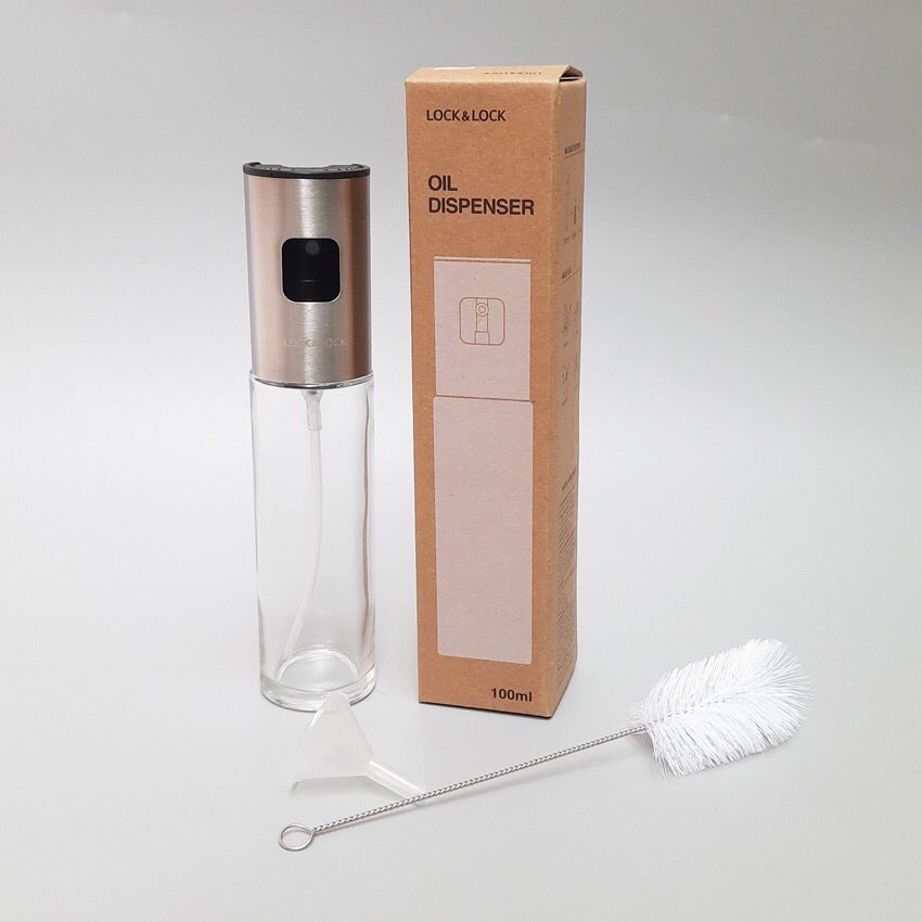 Bình xịt dầu ăn Lock&Lock CKO109 dung tích 100ML bằng thủy tinh kèm phễu và cọ rửa - BABYHOPSG