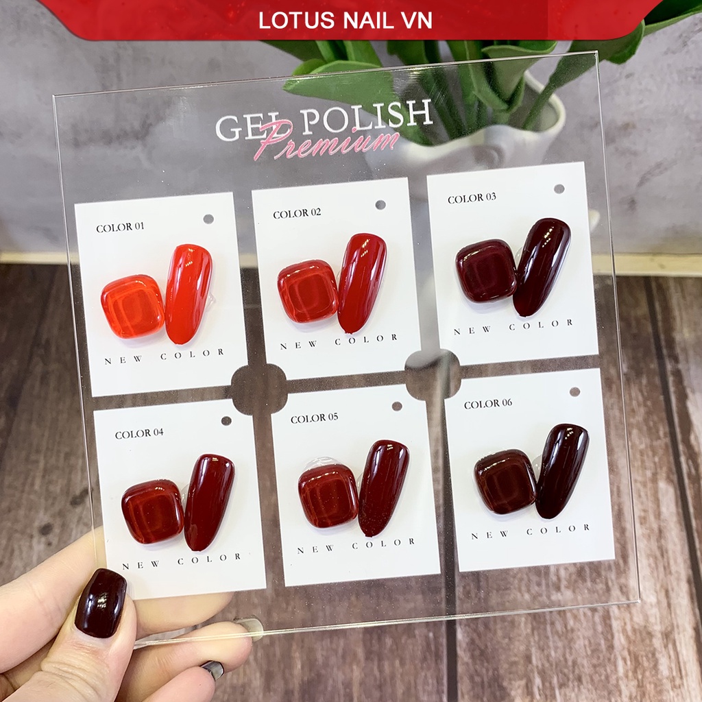 Set sơn gel mxbon 6 màu tone đỏ đặc biệt chính hãng quét mã QR - tặng kèm bảng màu mica