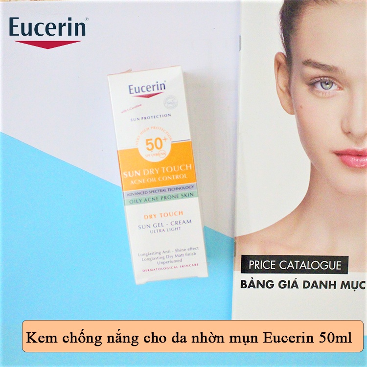 [NHẬP KHẨU-TEM PHỤ] Kem chống nắng  Eucerin cho da nhờn mụn Sun Gel-Cream Dry Touch Oil Control SPF50+ 50ml