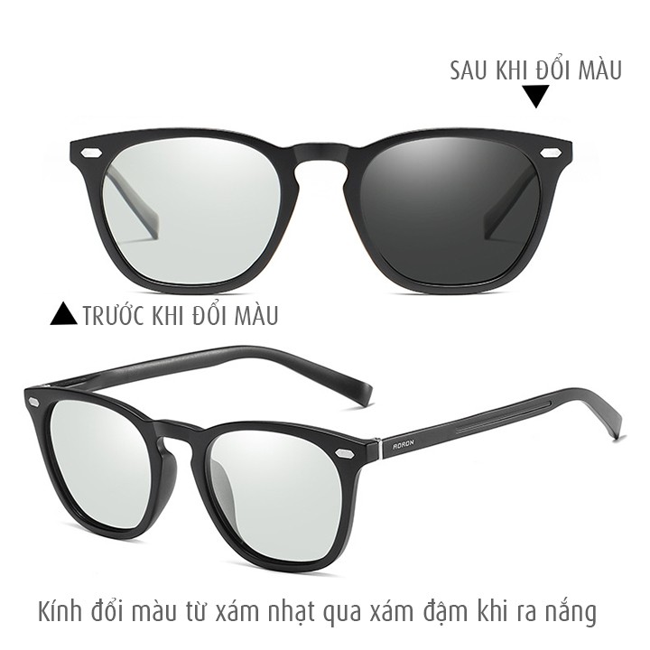 Kính đổi màu đi ngày và đêm AORON gọng nhôm magie bản lề lò xo, mắt kính polarized phân cực, chống UV - MK1920