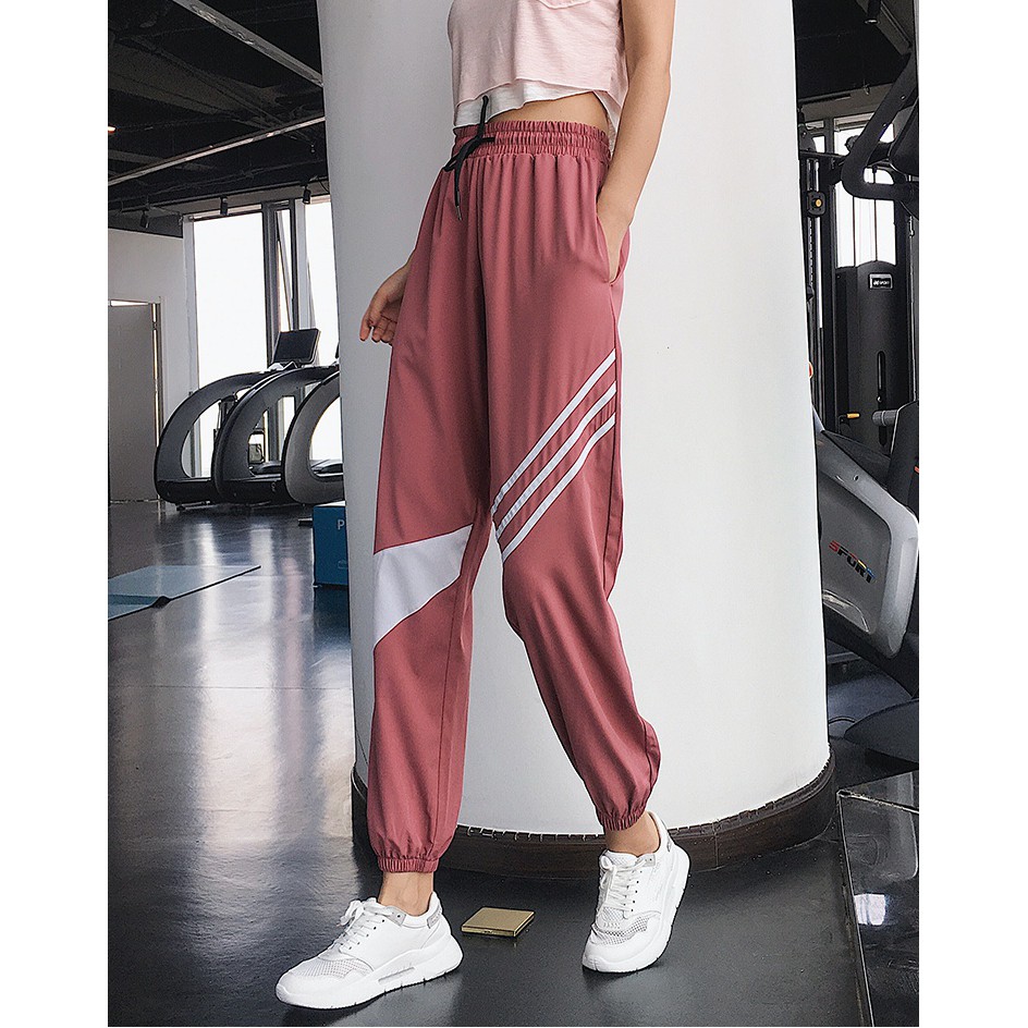 Quần Dài Jogger Tập Gym Yoga Cao Cấp Kẻ Sọc Đổ tập Thể Thao Nữ Giá Rẻ GYMSTORE 081