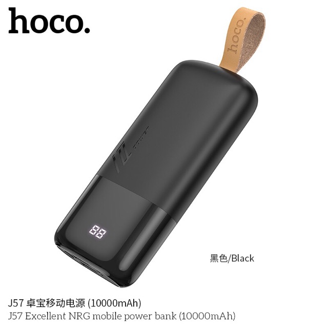 Pin sạc dự phòng Hoco J57 Excellent NRG 10000mAh 2 cổng input, 2 cổng output max 2A, màn hình LCD - Hàng chính hãng