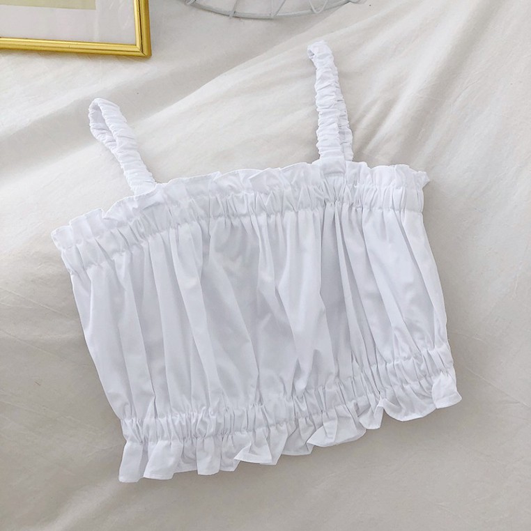 Áo Đũi Croptop 2 Dây Chun Ngực Chất Liệu Đũi Mềm Mát NinaStore (Có Video + Ảnh đánh giá) SP000136