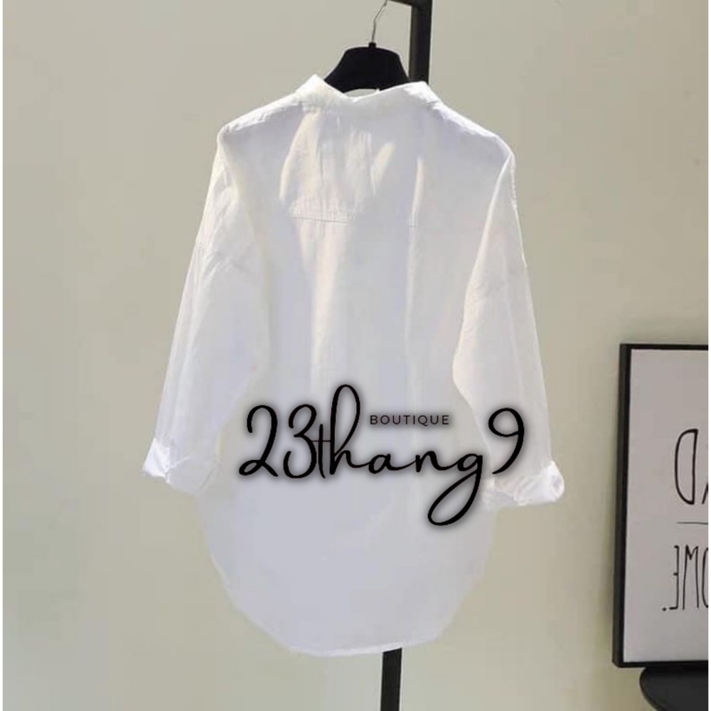 Áo sơ mi nữ áo sơ mi trắng form rộng tay dài chất thô cao cấp phong cách ulzzang hàn quốc công sở đi chơi đi làm