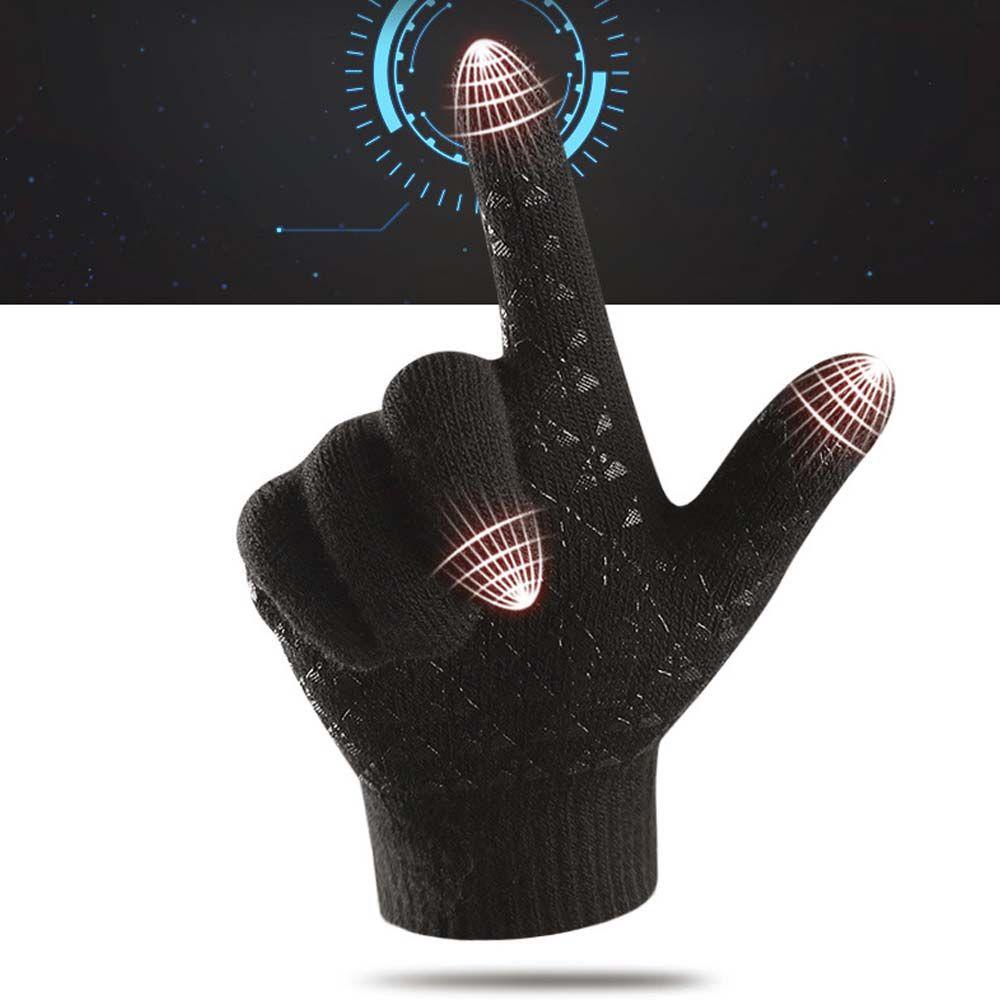 Găng Tay Dệt Kim WMES15H Phối Nhung Mềm Mại Chống Trượt Thời Trang Cho Nam Và Nữ