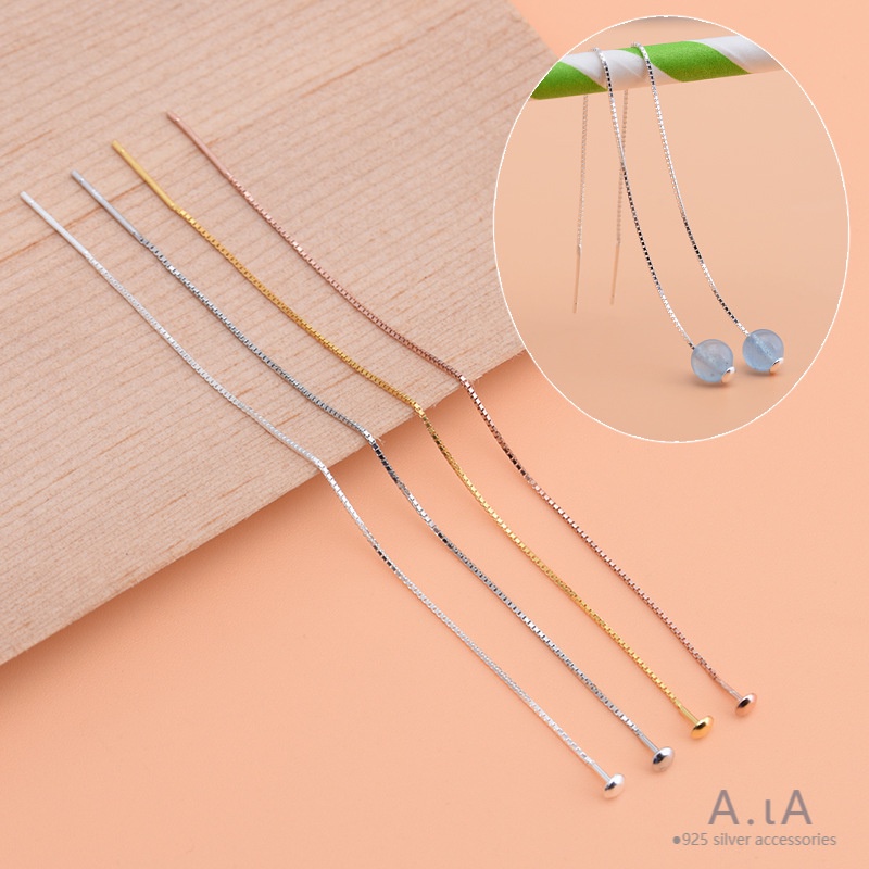 █diy゜ S925 Bạc●Phụ Kiện Khuyên Tai Hình Chữ T Bằng Bạc 925 Đính Hạt Thời Trang DIY
