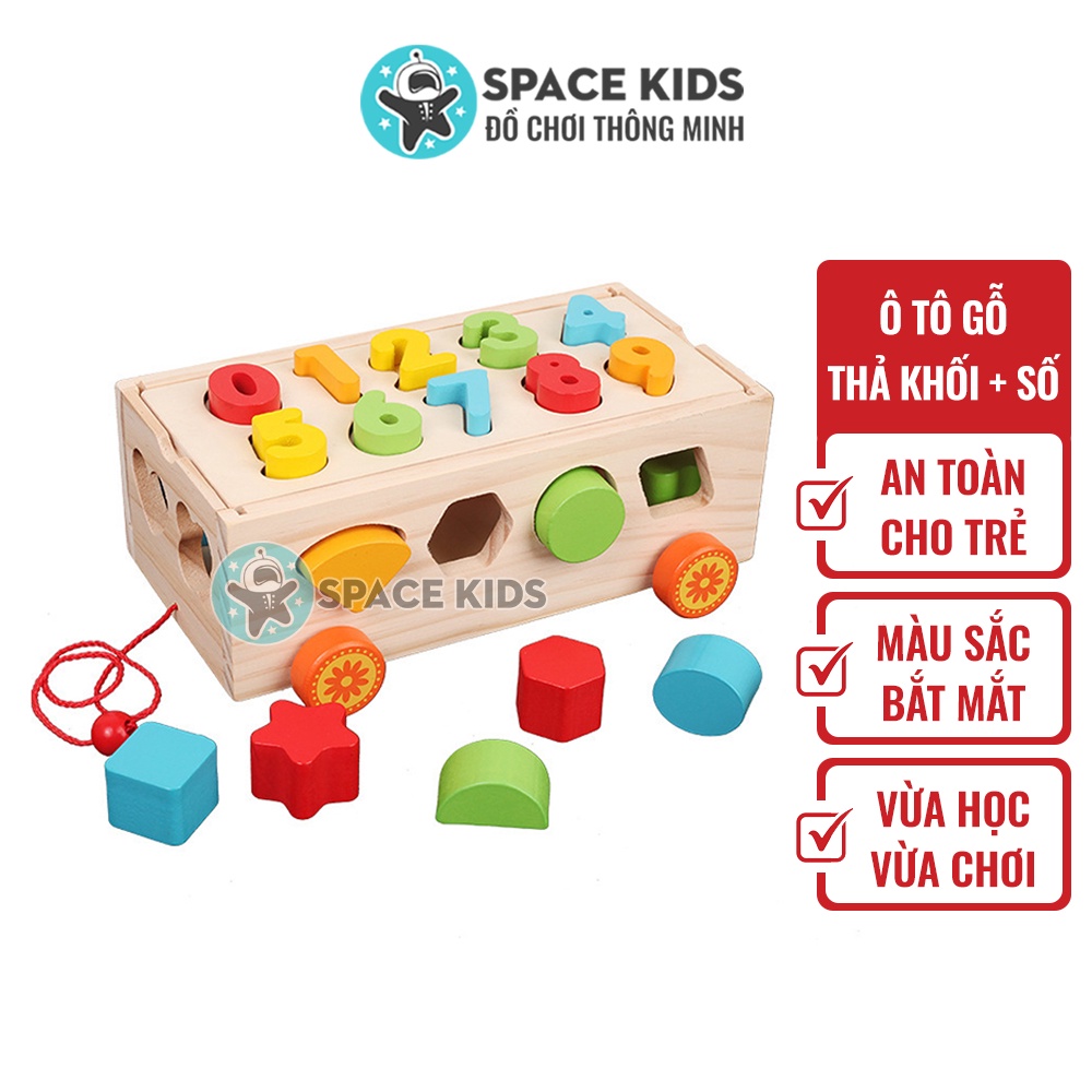 Đồ chơi cho bé 🚗 Ô tô thả hình khối và lắp ghép số cho bé vui chơi, học tập Space Kids