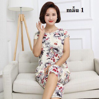 Bộ quần áo mặc nhà đũi hoa dành cho mẹ ( ME131 )
