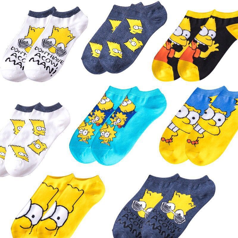 Vớ cotton Cổ Thấp Thoáng Khí In Họa Tiết Hoạt Hình Dễ Thương Thời Trang