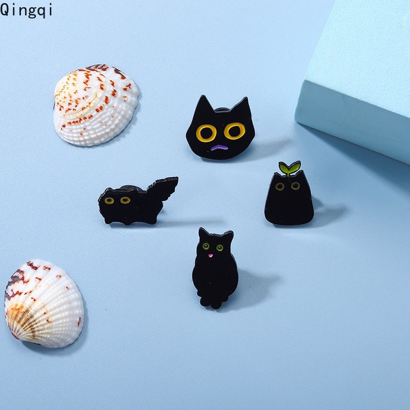 Ghim cài áo Miss Zoe hình mèo đen đơn giản thời trang