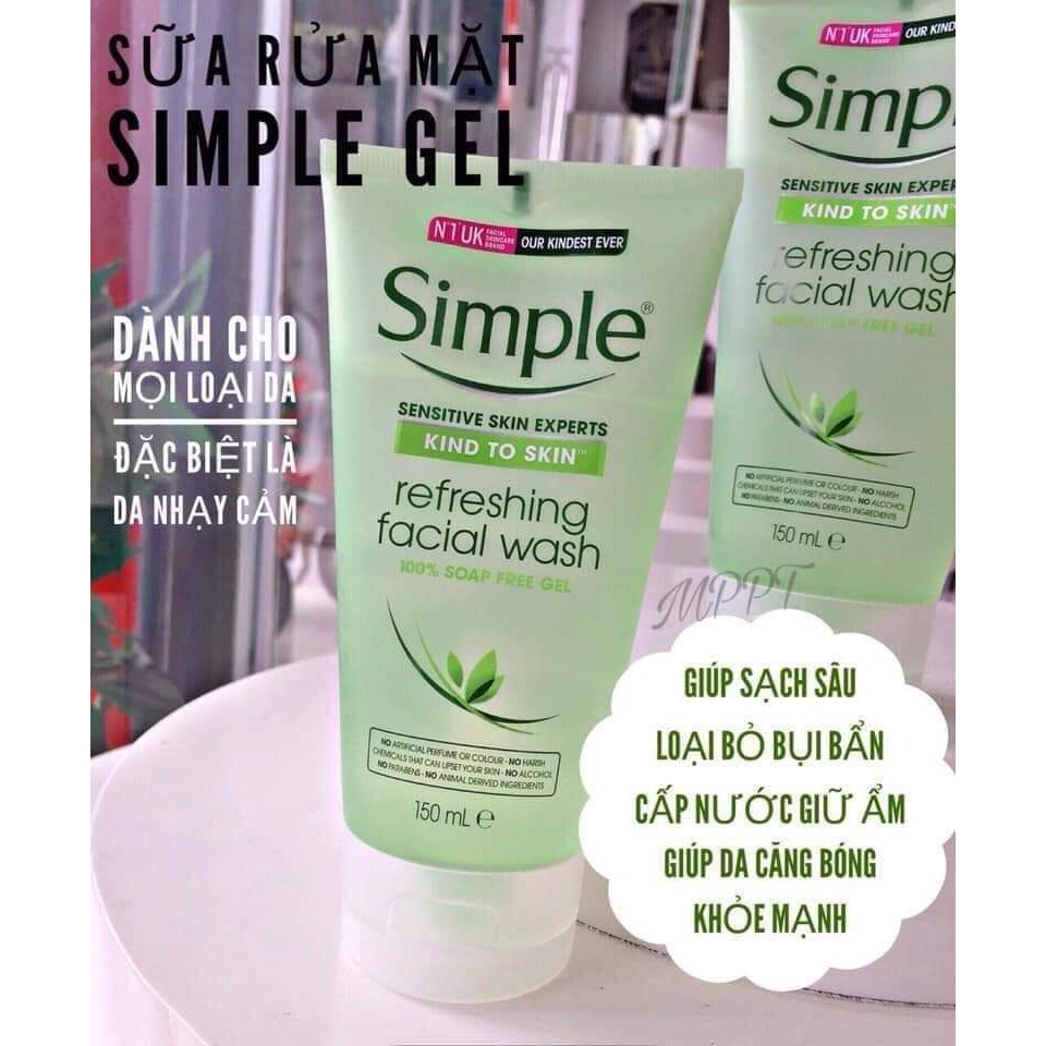 Sữa Rửa Mặt 💖FREESHIP💖 Sửa Rửa Mặt Simple Sáng Da Ngừa Mụn