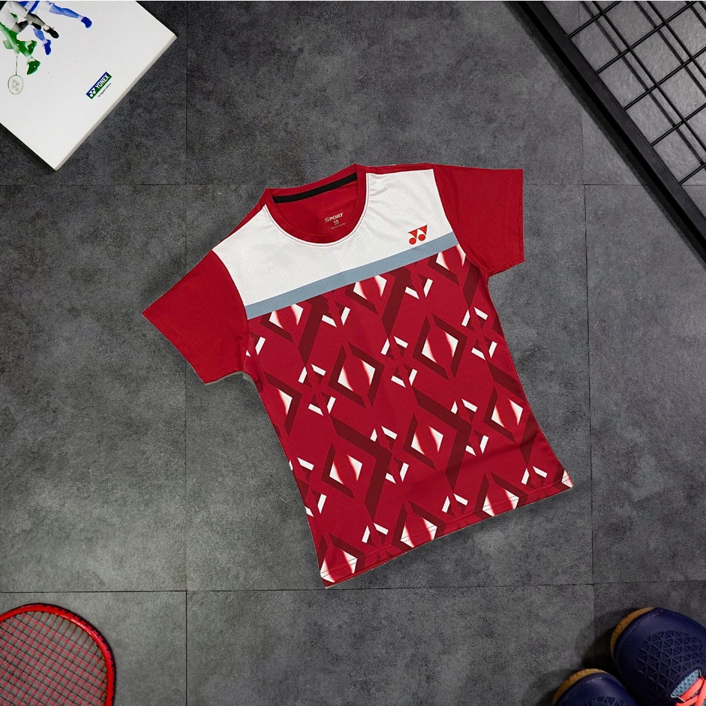 Áo cầu lông Yonex AT13 nam - Trắng đỏ
