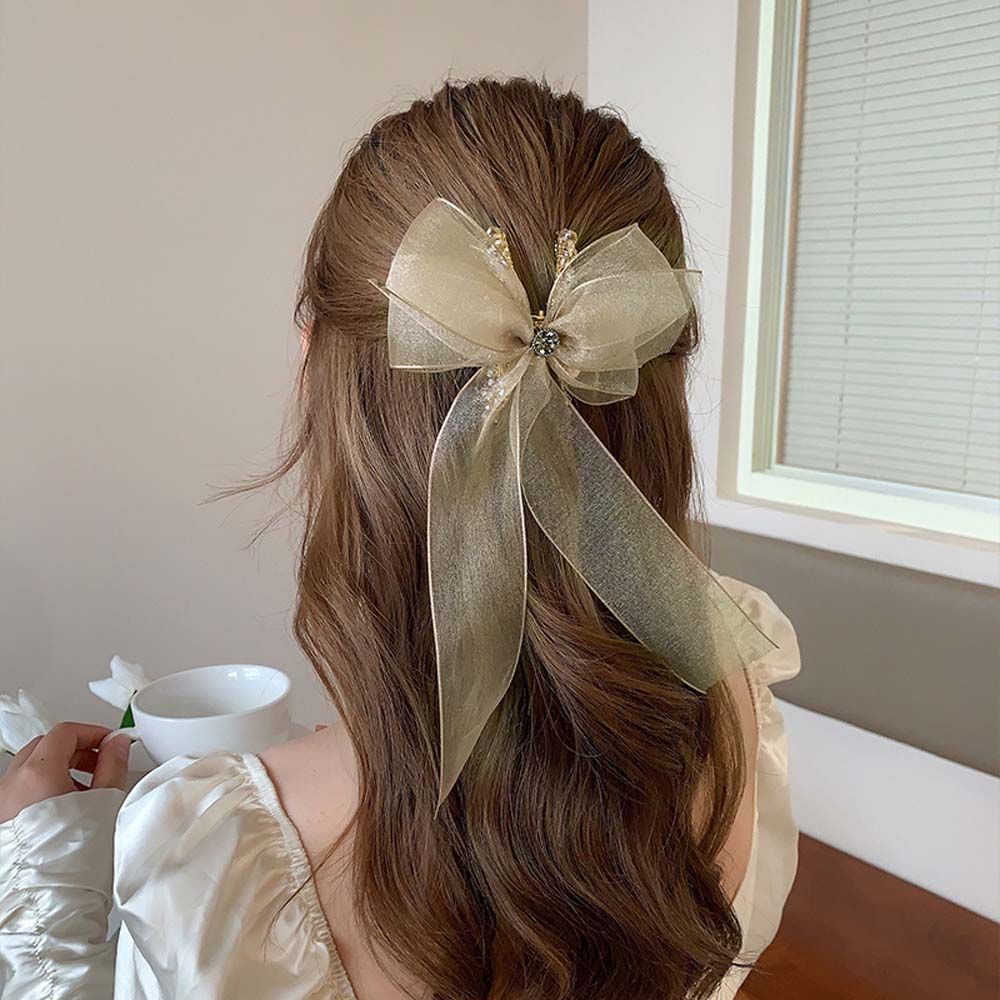 Kẹp Tóc Hình Nơ Ren Nhiều Màu Sắc Phong Cách Hàn Quốc Thời Trang Mùa Hè Cho Nữ