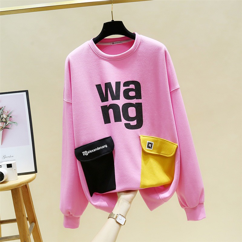 ❤️ HÓT ❤️ Áo Sweater Nữ 2 Túi Trước Dài Tay Cổ Tròn Form Rộng Chất Nỉ Dày Phong Cách Hàn Quốc 4 Màu Đen Trắng Hồng Tím | BigBuy360 - bigbuy360.vn