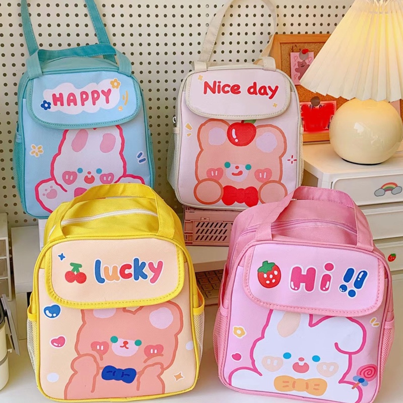 Túi Đựng Hộp Cơm Trưa Có Khóa Kéo In Họa Tiết Hoạt Hình Dễ Thương