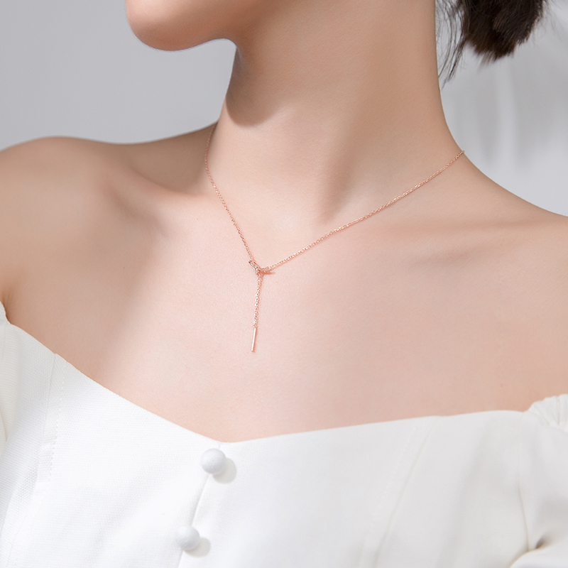 Vòng cổ kim loại dáng dài thiết kế mặt thắt nút hình nơ thanh lịch cho nữ