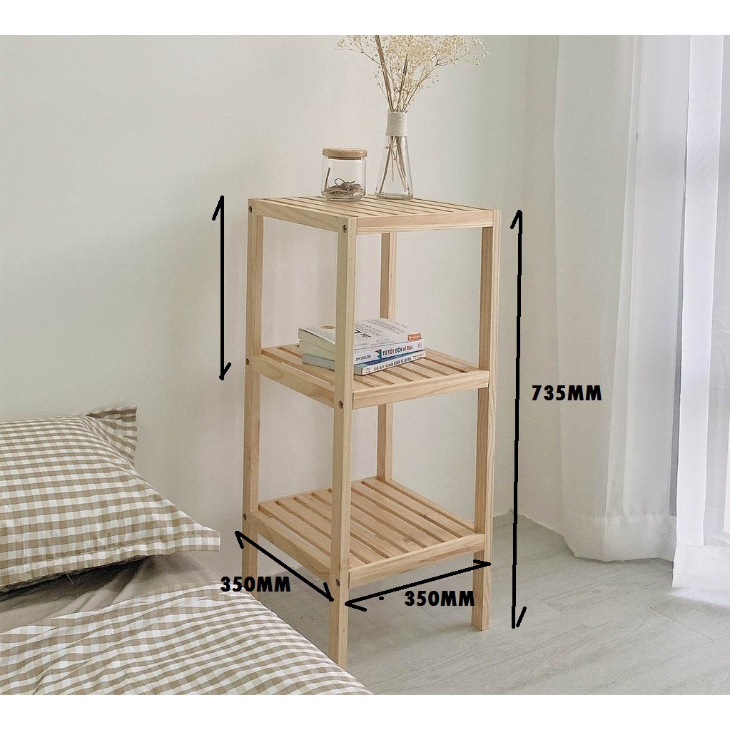 KỆ ĐA NĂNG 3 TẦNG KHUNG GỖ  THÔNG - MÀU TỰ NHIÊN - SHELF 3F - NATURAL