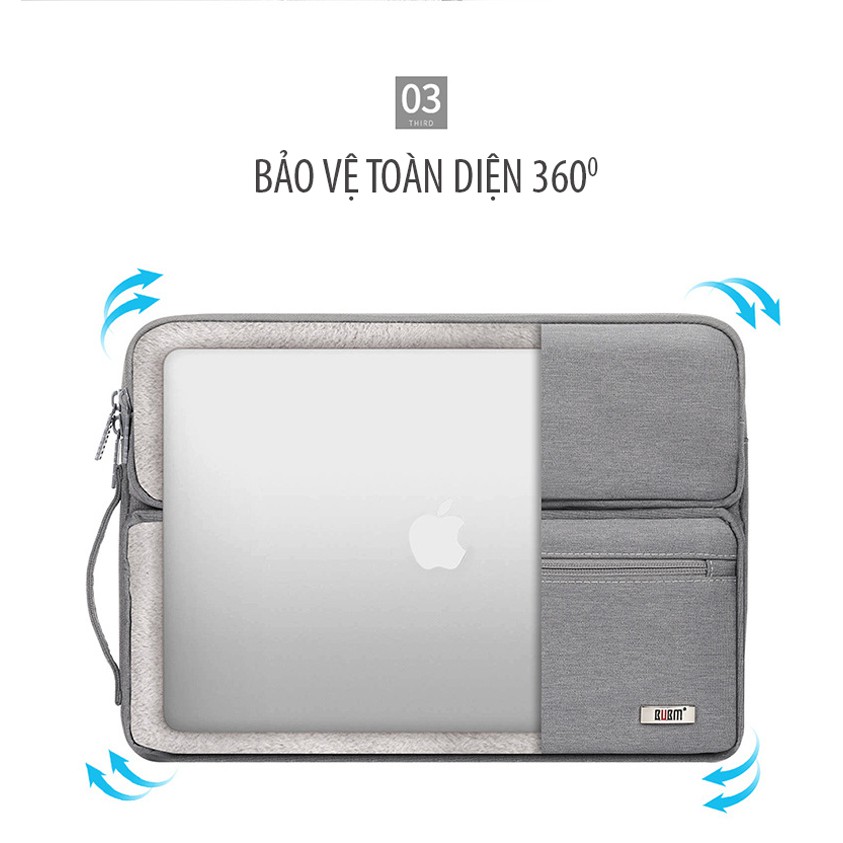 Túi chống sốc Macbook Air, Macbook Pro, Laptop 15 inch BUBM kèm 2 ngăn phụ cao cấp