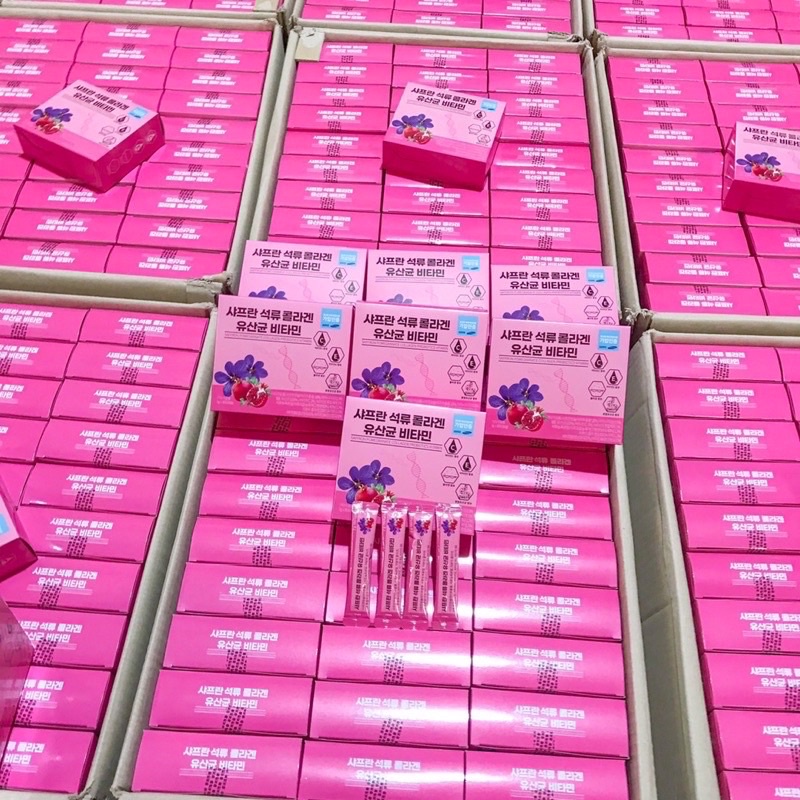 Collagen Uống Lựu Đỏ Nhụy Hoa Nghệ Tây Saffron Bio Cell Hàn Quốc  (Hộp 30 gói)