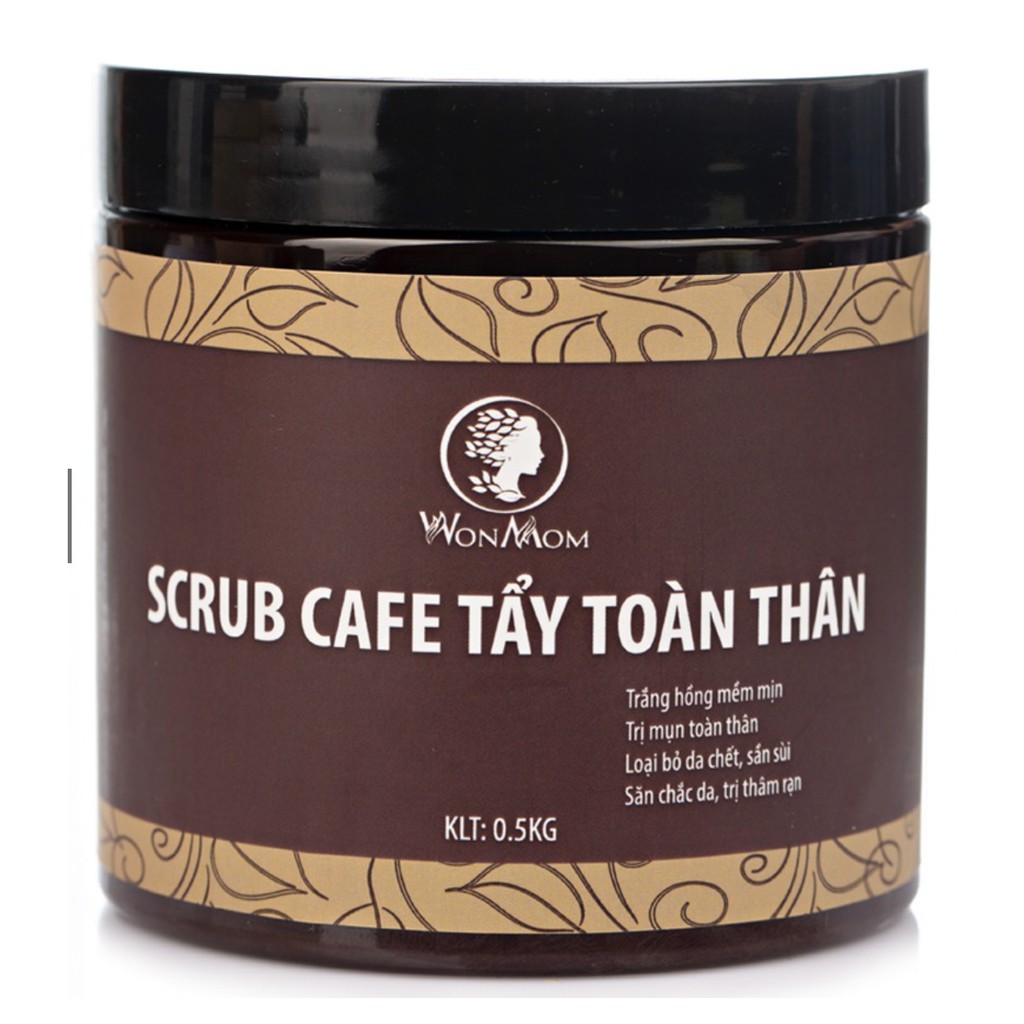 Scrub Cafe Tẩy Tế Bào Chết Toàn Thân Giúp Trắng Da Body An Toàn Wonmom 500g