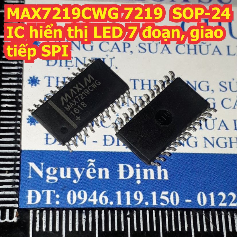 2 con IC MAX7219CWG MAX7219 7219 SOP-24 IC hiển thị LED 7 đoạn, giao tiếp SPI KDE1390