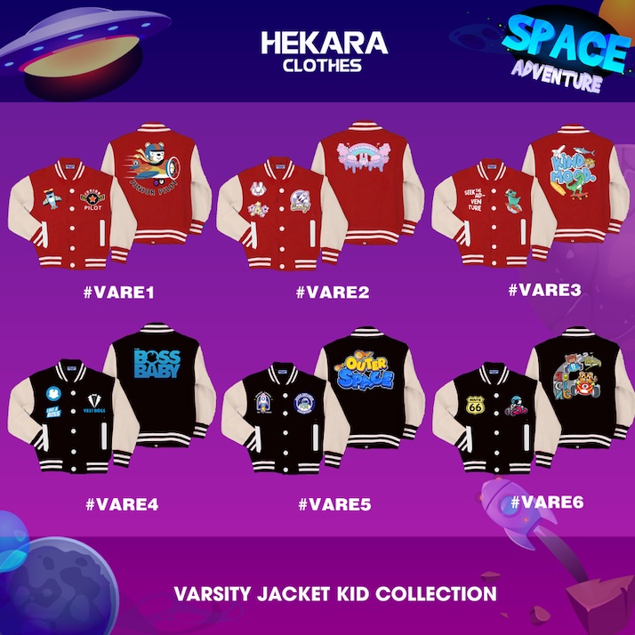 _ Áo khoác Varsity trẻ em họa tiết chất nỉ cao cấp Hekara Kids - Bomber /Varsity